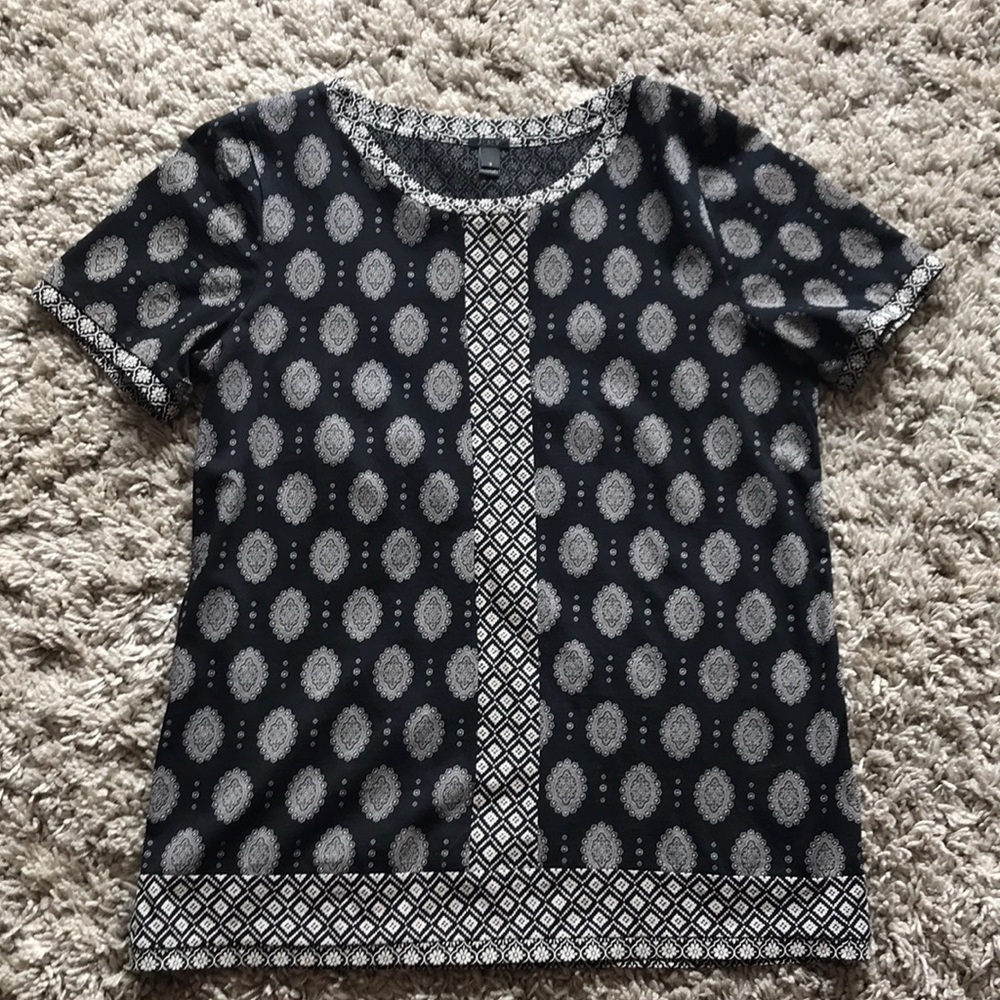 JCrew mixed print tee